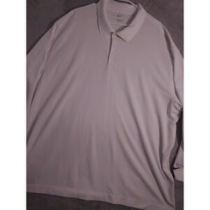 Nike Polo Shirt Mens 4XL White Dri Fit Stretch Tech Long Sleeve Golf Swoosh Logo